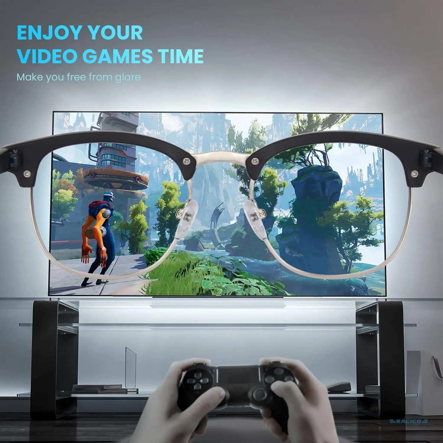 racico Computer Blue Light Blocking Glasses Blue Light Glasses Men Women, Anti Blu-Ray Clear Gaming Glasses Lenses