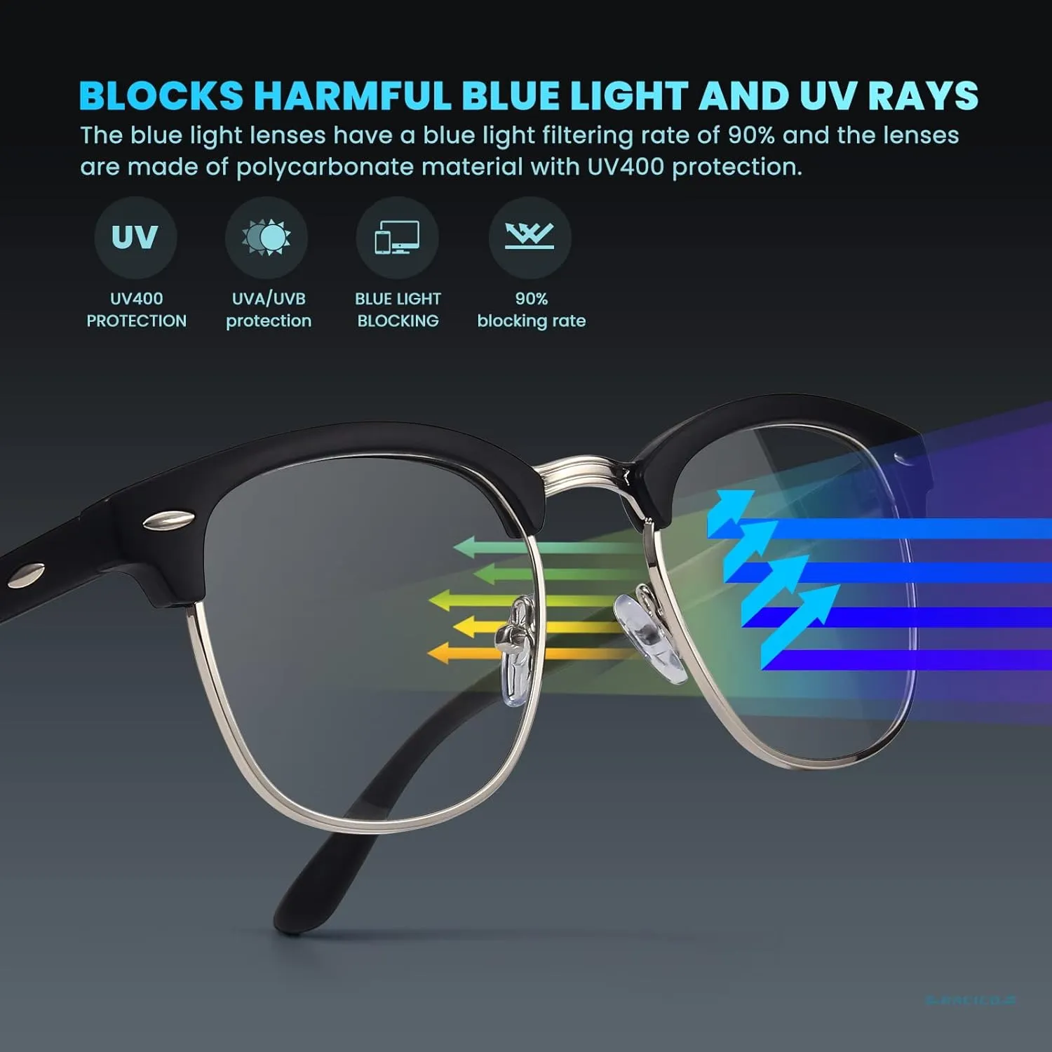 racico Computer Blue Light Blocking Glasses Blue Light Glasses Men Women, Anti Blu-Ray Clear Gaming Glasses Lenses