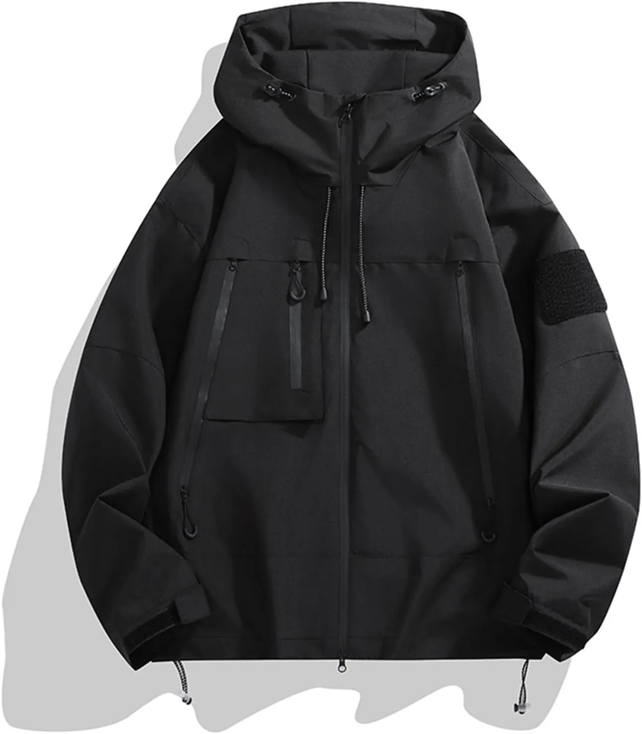 Rain Jacket Men Long Sleeve Outdoor Waterproof Coats Lightweight Windbreaker Jackets Casual Travel Hoodies With Pocket