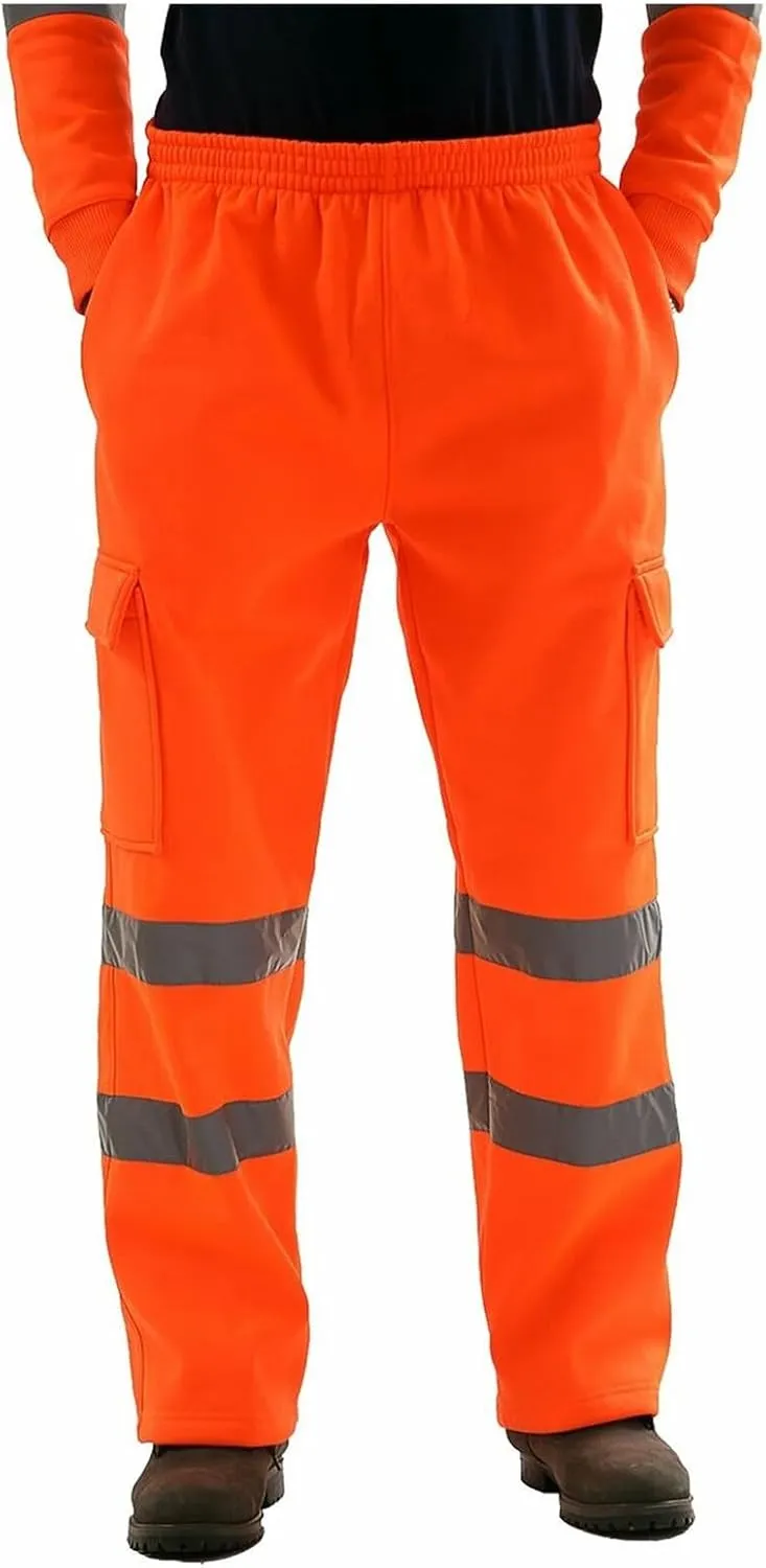Safety Pants for Men Reflective High Visibility Cargo Pants Class Hi-Vis Workwear Work Trousers with Multiple Pockets