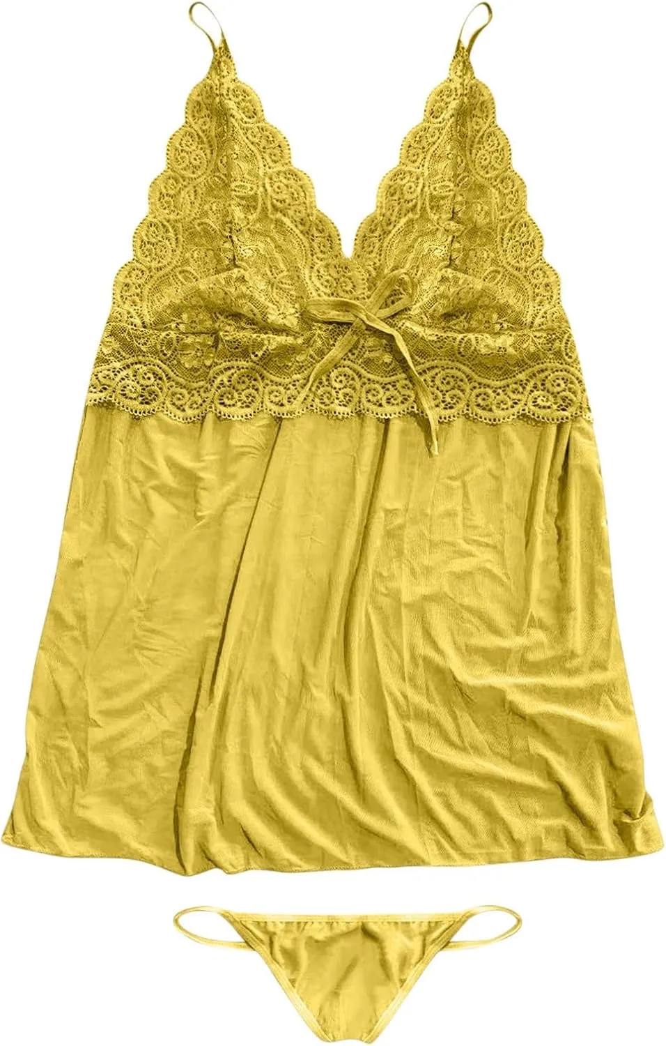 Sexy Lingerie for Women Sheer Mesh Lace Chemise Halter Nightgown Deep V Neck Nightwear Babydoll Teddy Pajamas