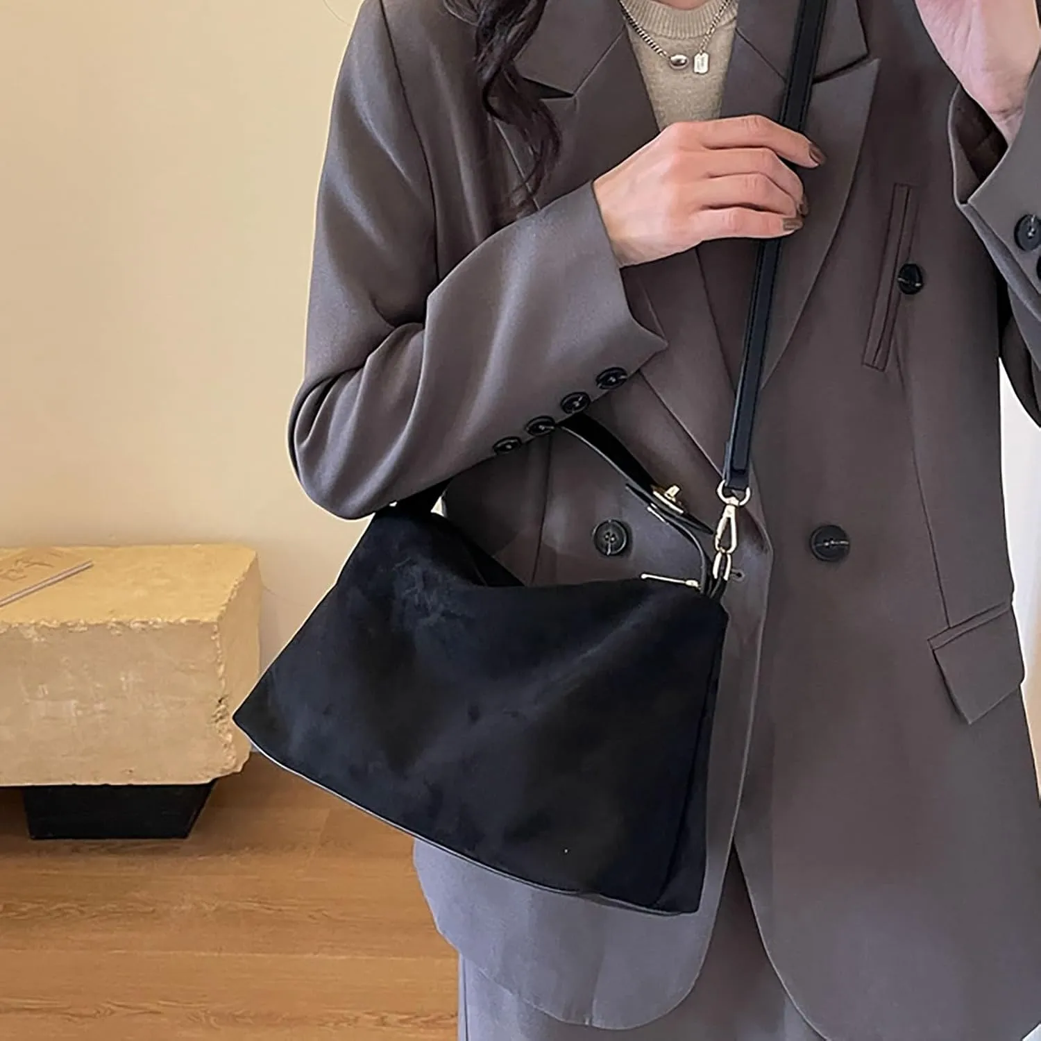 Simple Vegan Leather Tote Bag for Women Purses for Women Fabric Nylon Multi Pocket Crossbody Bag Ladies Travel Handbag
