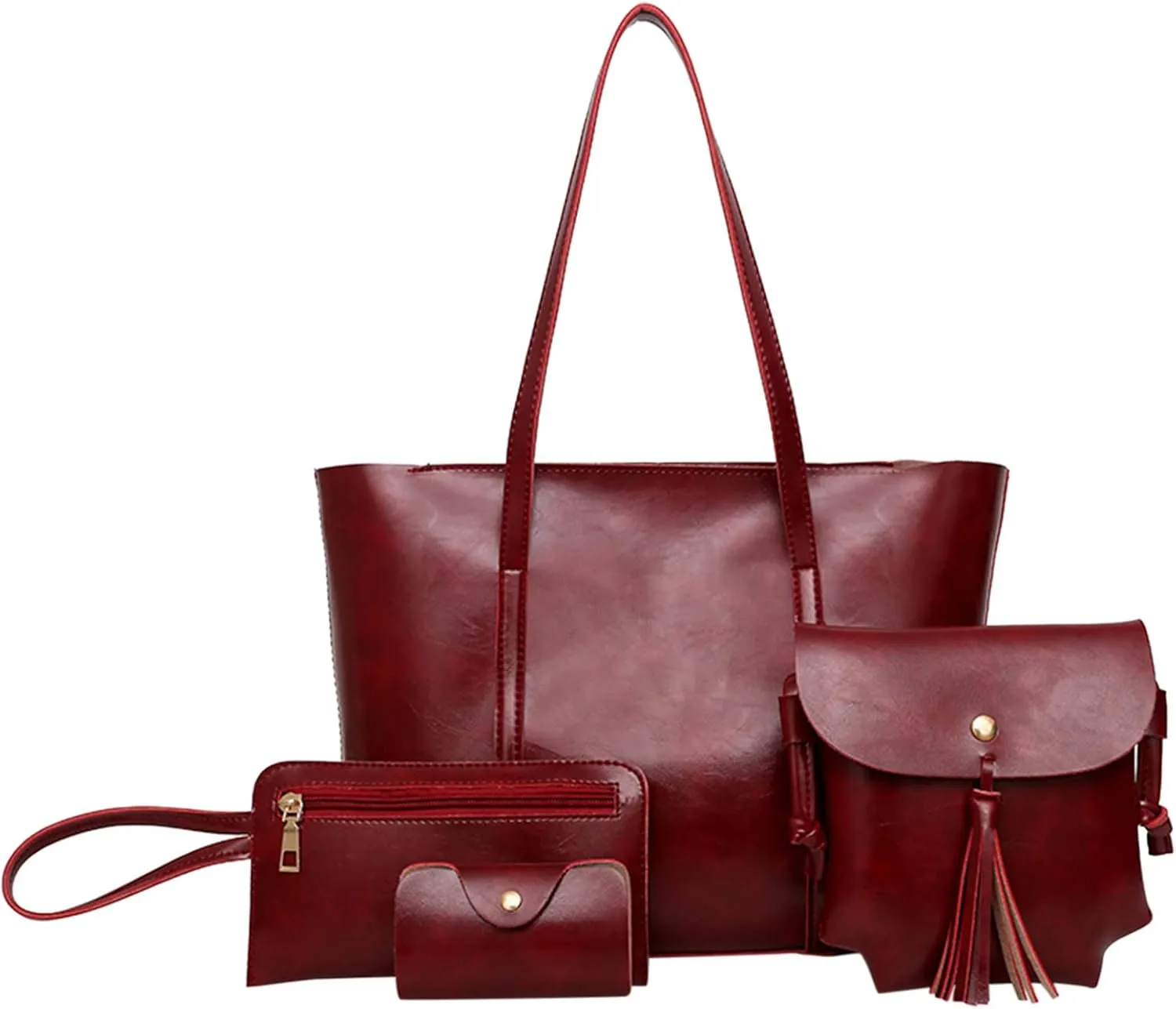 Small Purse for Women Leather Casual Women Handbag 4 Piece Set Shoulder Bag Handbag Tote Holder Shopper Purse Bags
