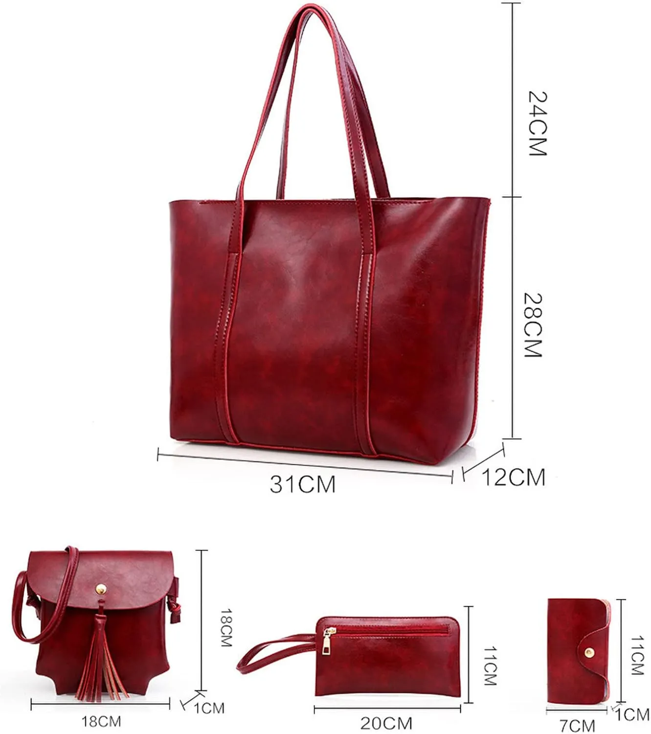 Small Purse for Women Leather Casual Women Handbag 4 Piece Set Shoulder Bag Handbag Tote Holder Shopper Purse Bags