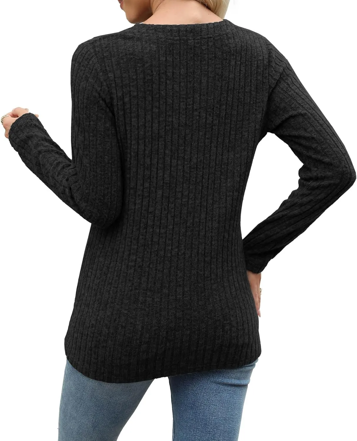 Sweaters for Women Fashion Long Sleeve Tops Pullover V Neck Casual Loose Sweatshirt
