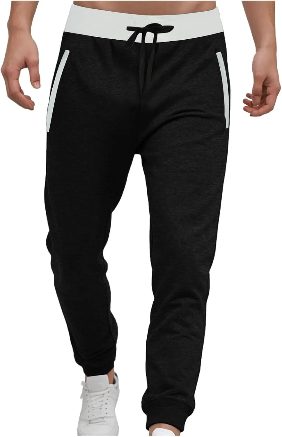 Sweatpants for Men,Men's Winter Fleece Lined Stretch Sweat Pants Zipper Pocket Elastic Waist Outdoor Athletic Pants