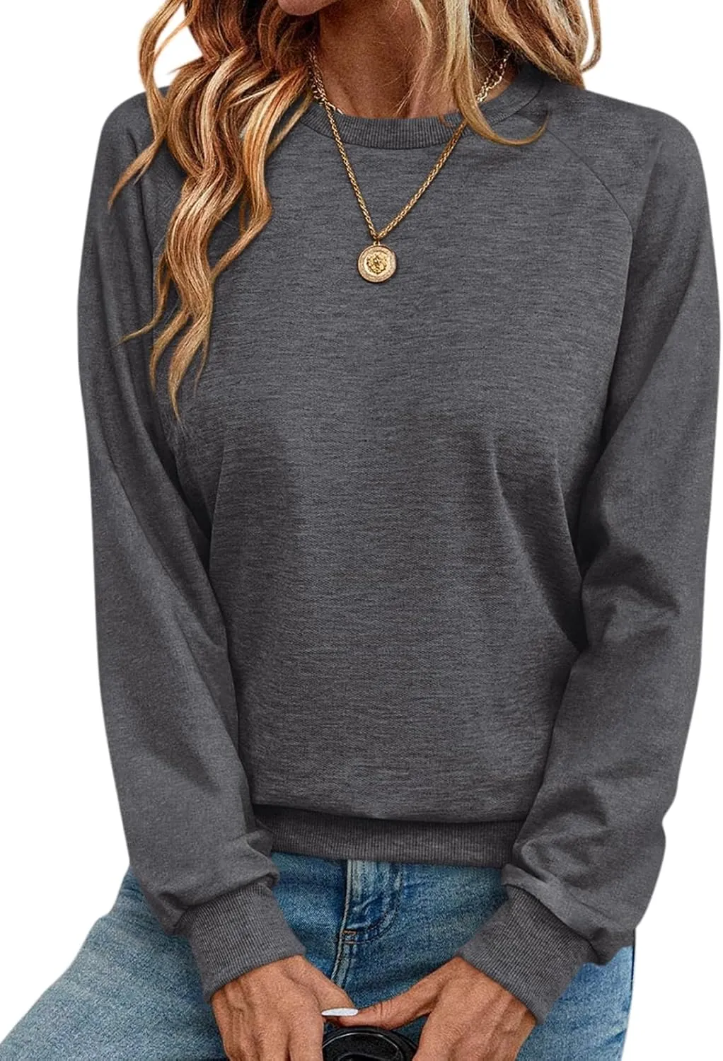TICTICMIMI Women's Crewneck Sweatshirts Lightweight Long Sleeve Tunic Tops Cute Pullover Shirts