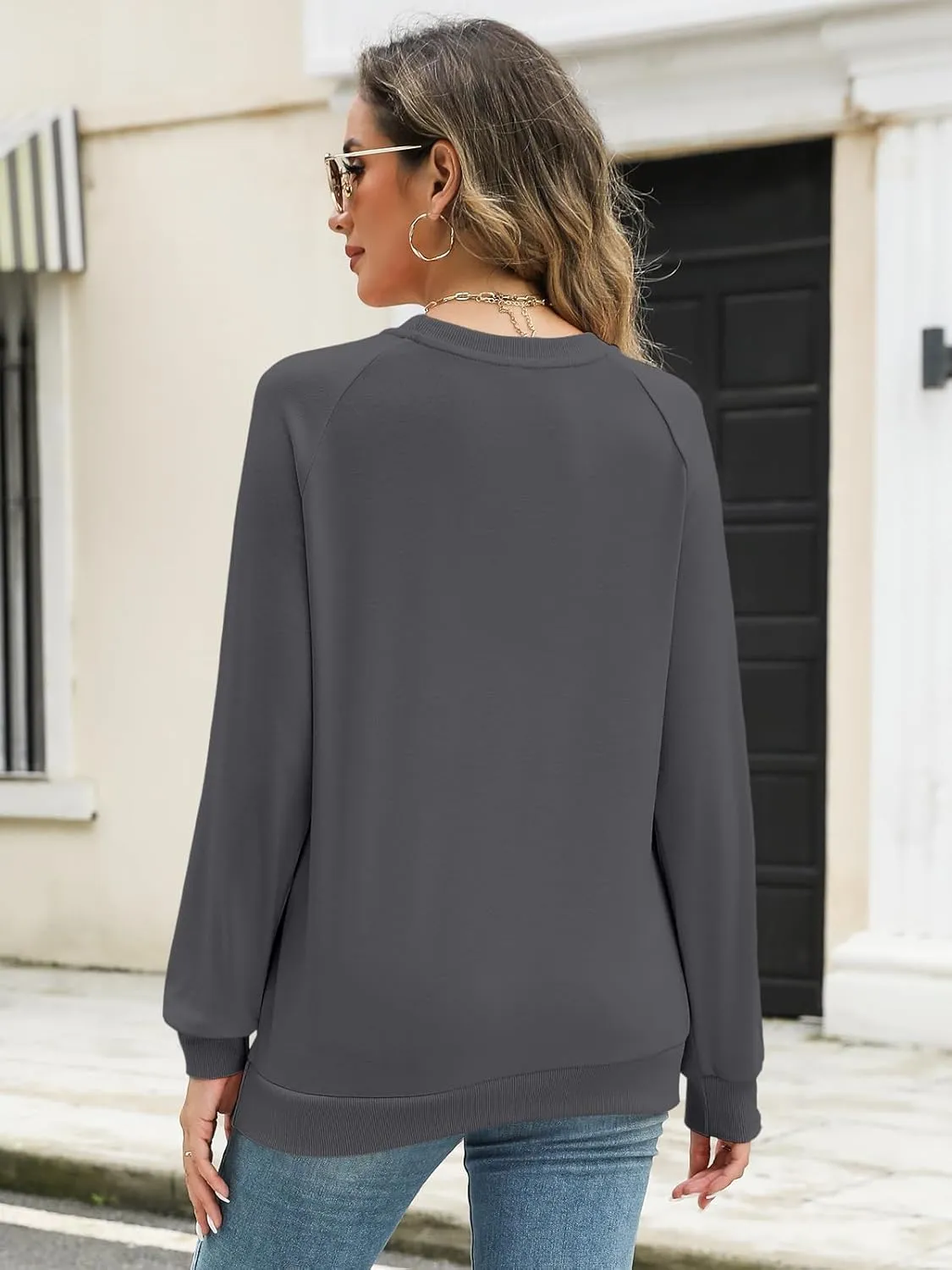 TICTICMIMI Women's Crewneck Sweatshirts Lightweight Long Sleeve Tunic Tops Cute Pullover Shirts