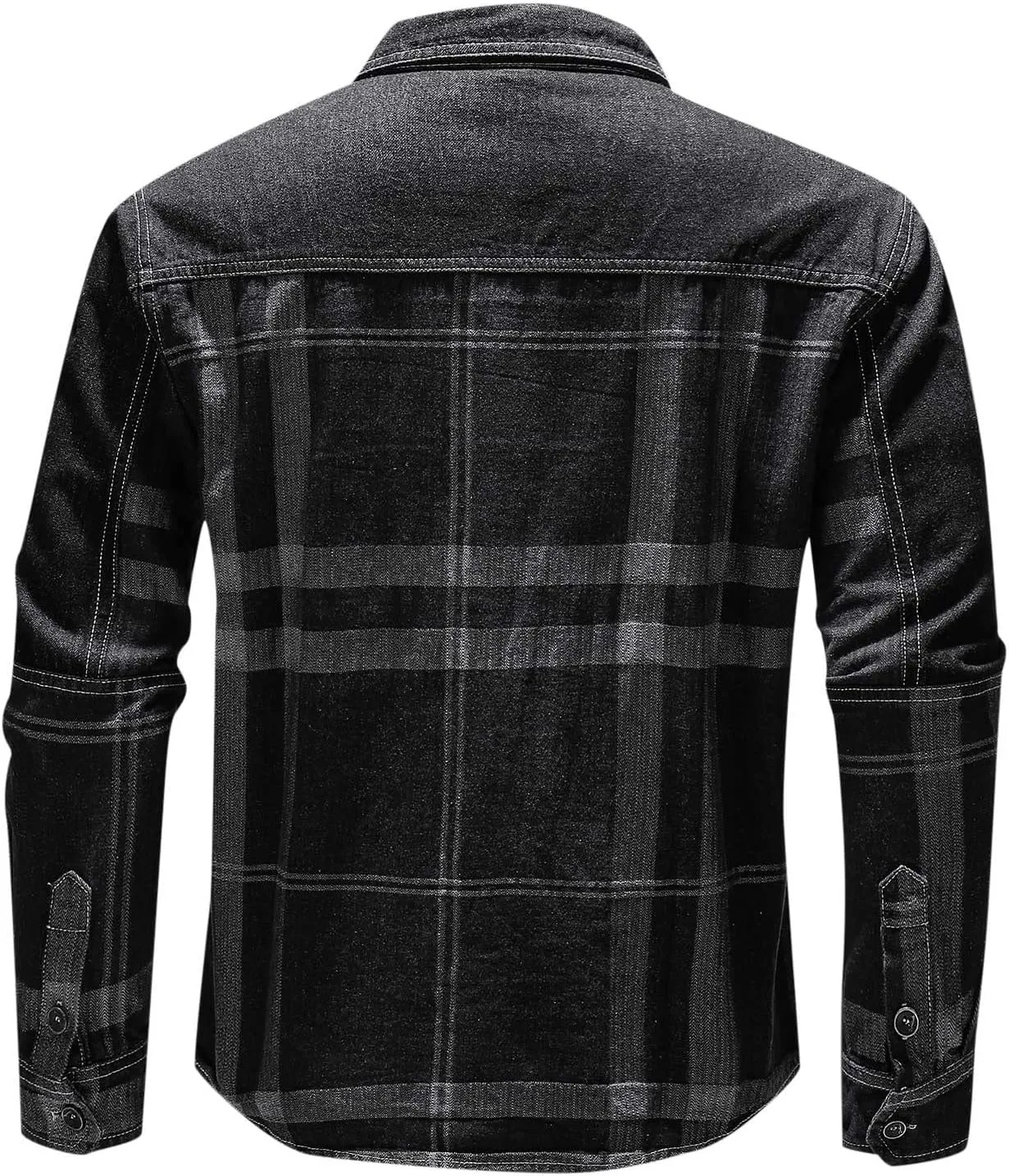 tuduoms Big and Tall Jean Jacket for Men L-4XL Fashion Plaid Denim Jacket Casual Retro Distressed Ripped Slim Trucker Jacket