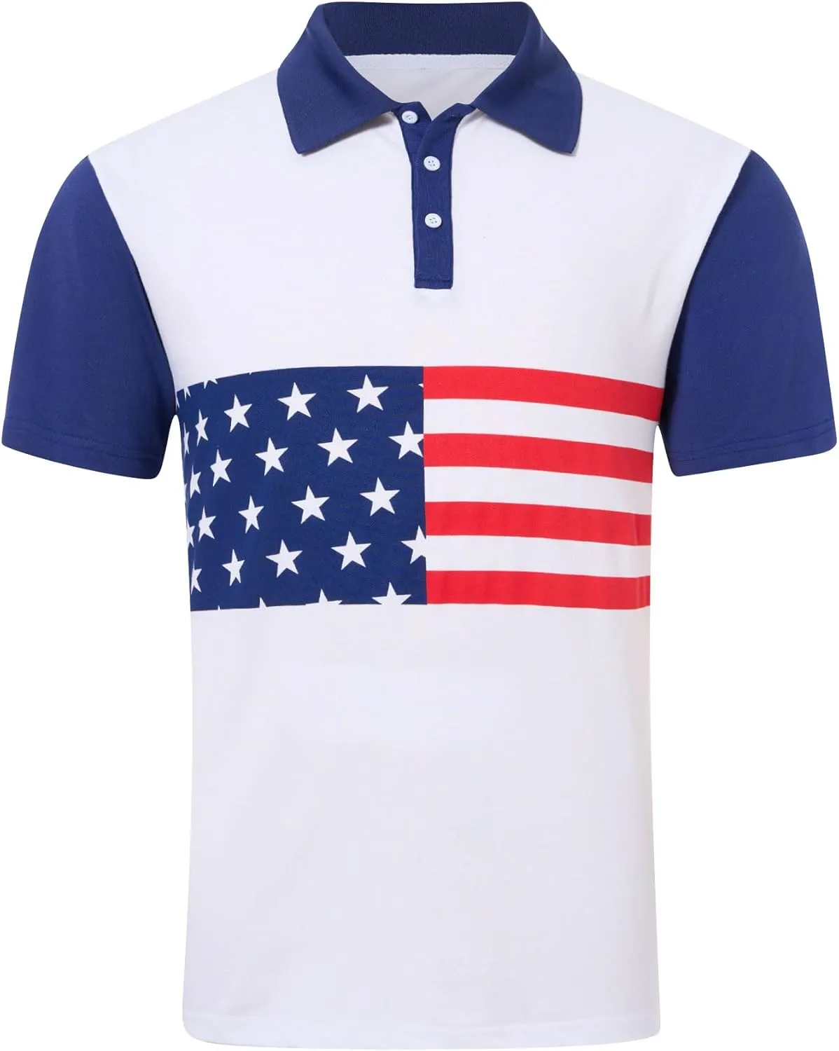 UNIFACO Men's American Flag Polo Shirt Patriotic Performance Golf Short Sleeve Polo T-Shirts M-XXL