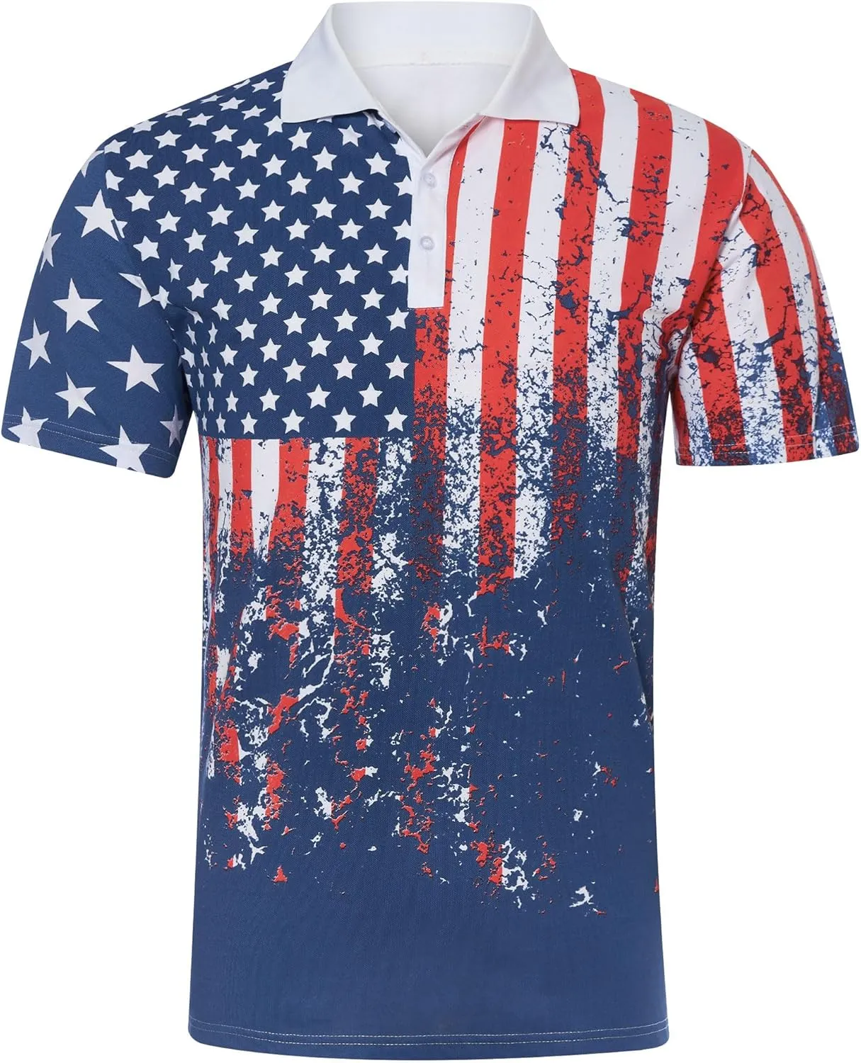 UNIFACO Men's American Flag Polo Shirt Patriotic Performance Golf Short Sleeve Polo T-Shirts M-XXL