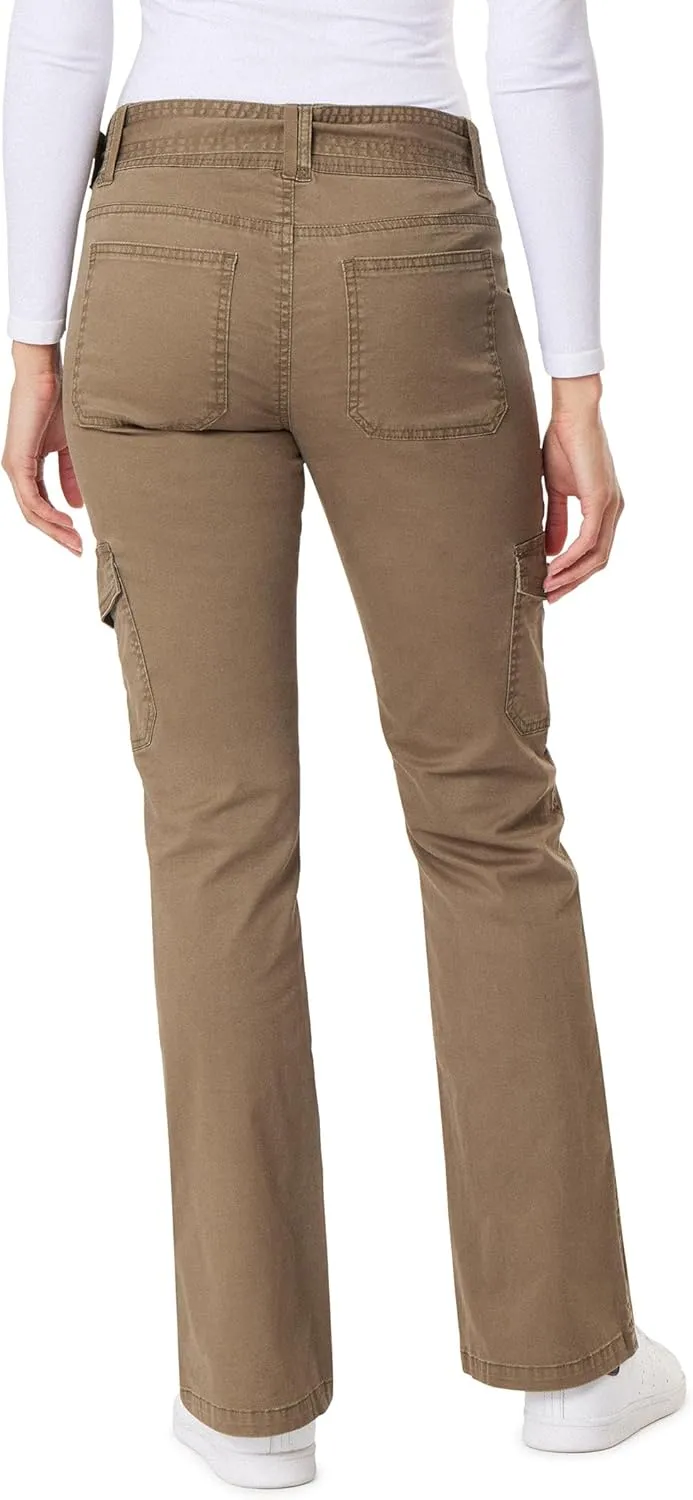 WallFlower Women's Feisty Curvy Cargo Flare Low Rise Belted Insta Stretch Juniors Pants
