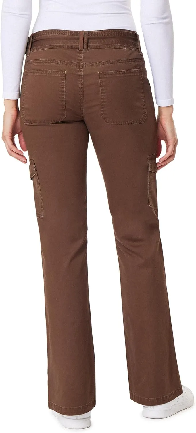 WallFlower Women's Feisty Curvy Cargo Flare Low Rise Belted Insta Stretch Juniors Pants