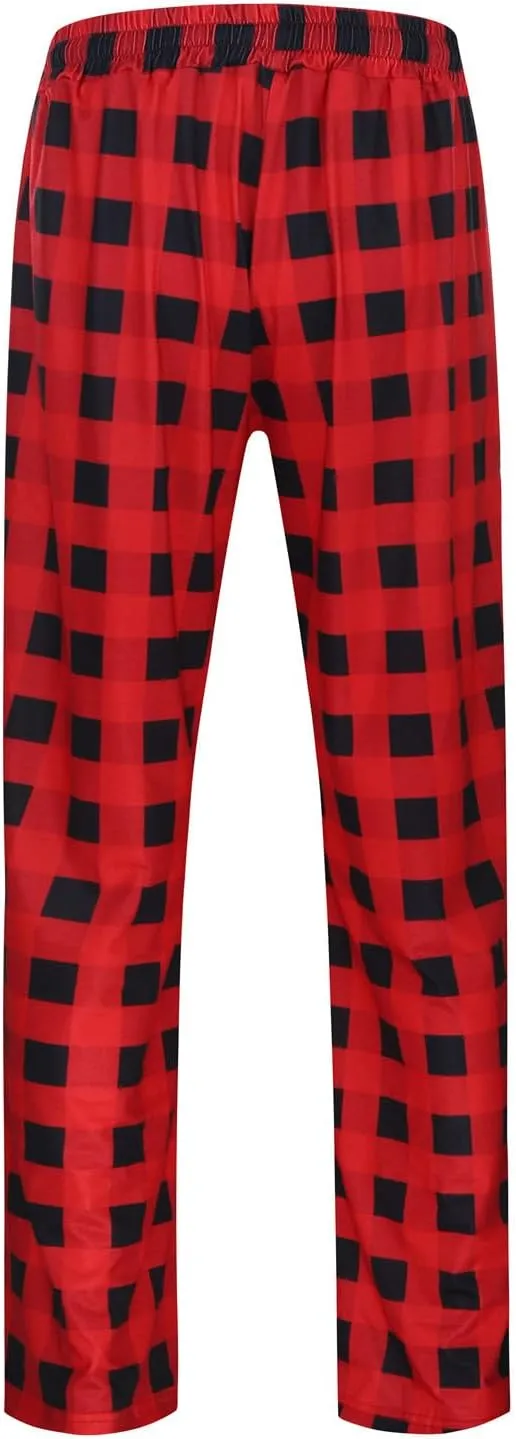 Women Buffalo Plaid Pajama Pants Xmas Print Wide Leg Casual Comfy Loose Stretchy Palazzo Pajama Pants