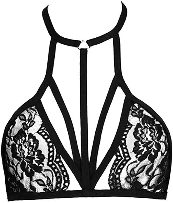 Women Harness Bra Sexy Lace Strappy Naughty Push Up See Through Cage Lingerie Bra Hollow Out Bralette Exotic Bras