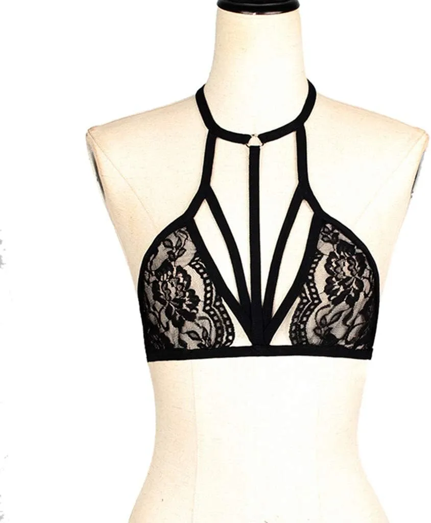 Women Harness Bra Sexy Lace Strappy Naughty Push Up See Through Cage Lingerie Bra Hollow Out Bralette Exotic Bras