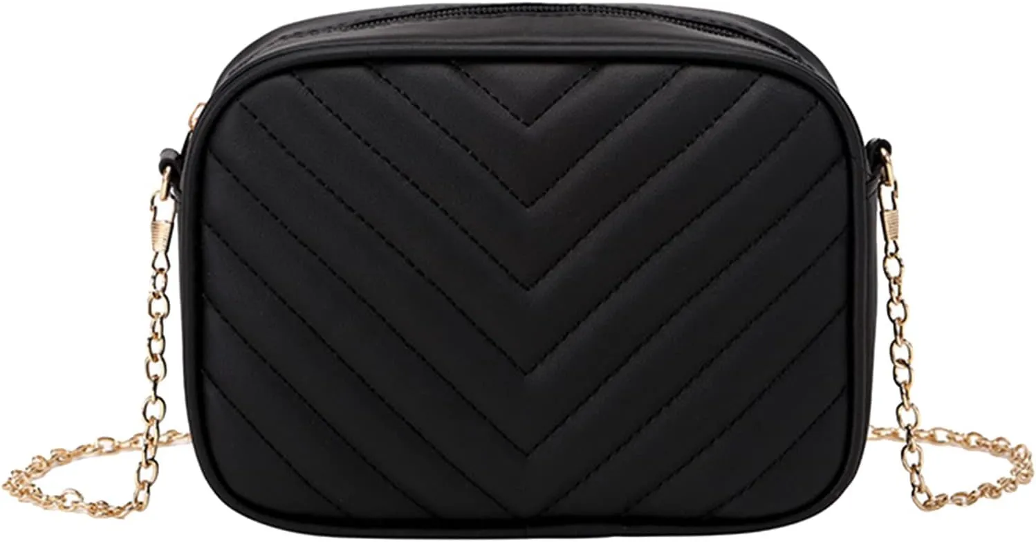 Women Messenger Bag Fashion Simple Trend Chain Shoulder Bag Purse Practical Messenger Bags Hooks (Black, One Size)