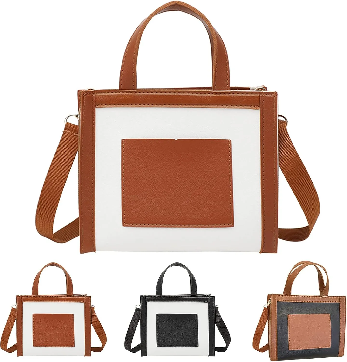 Women Messenger Bags Fashion New Pattern Simple Color Contrast Messenger Bag Shoulder Handbag Mens (White, One Size)