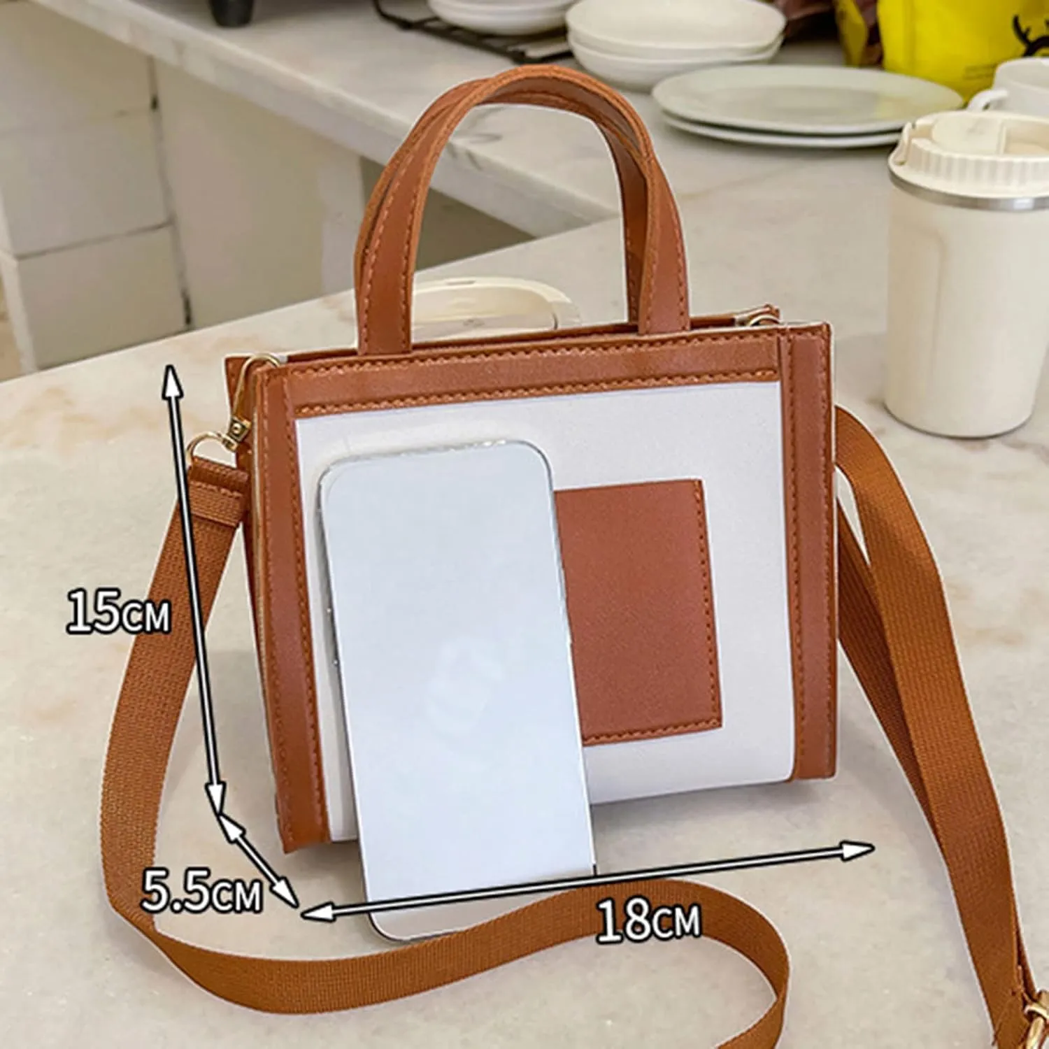 Women Messenger Bags Fashion New Pattern Simple Color Contrast Messenger Bag Shoulder Handbag Mens (White, One Size)