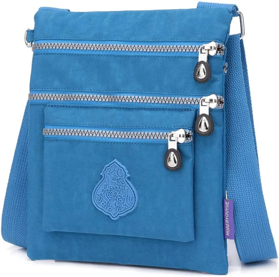 Women Nylon Shoulder Bag Elegant Daily Shopping Handbag Mens Messenger Bags Vegan (Blue, One Size)