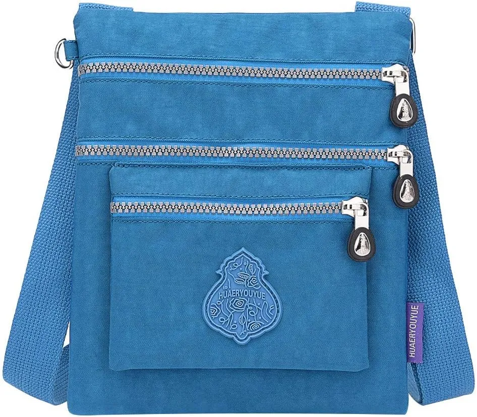 Women Nylon Shoulder Bag Elegant Daily Shopping Handbag Mens Messenger Bags Vegan (Blue, One Size)