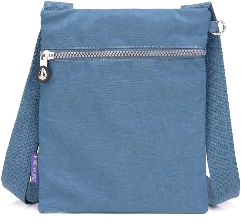 Women Nylon Shoulder Bag Elegant Daily Shopping Handbag Mens Messenger Bags Vegan (Light blue, One Size)