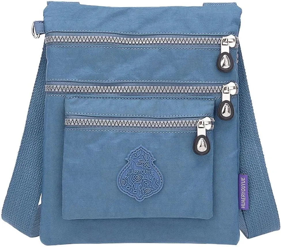 Women Nylon Shoulder Bag Elegant Daily Shopping Handbag Mens Messenger Bags Vegan (Light blue, One Size)