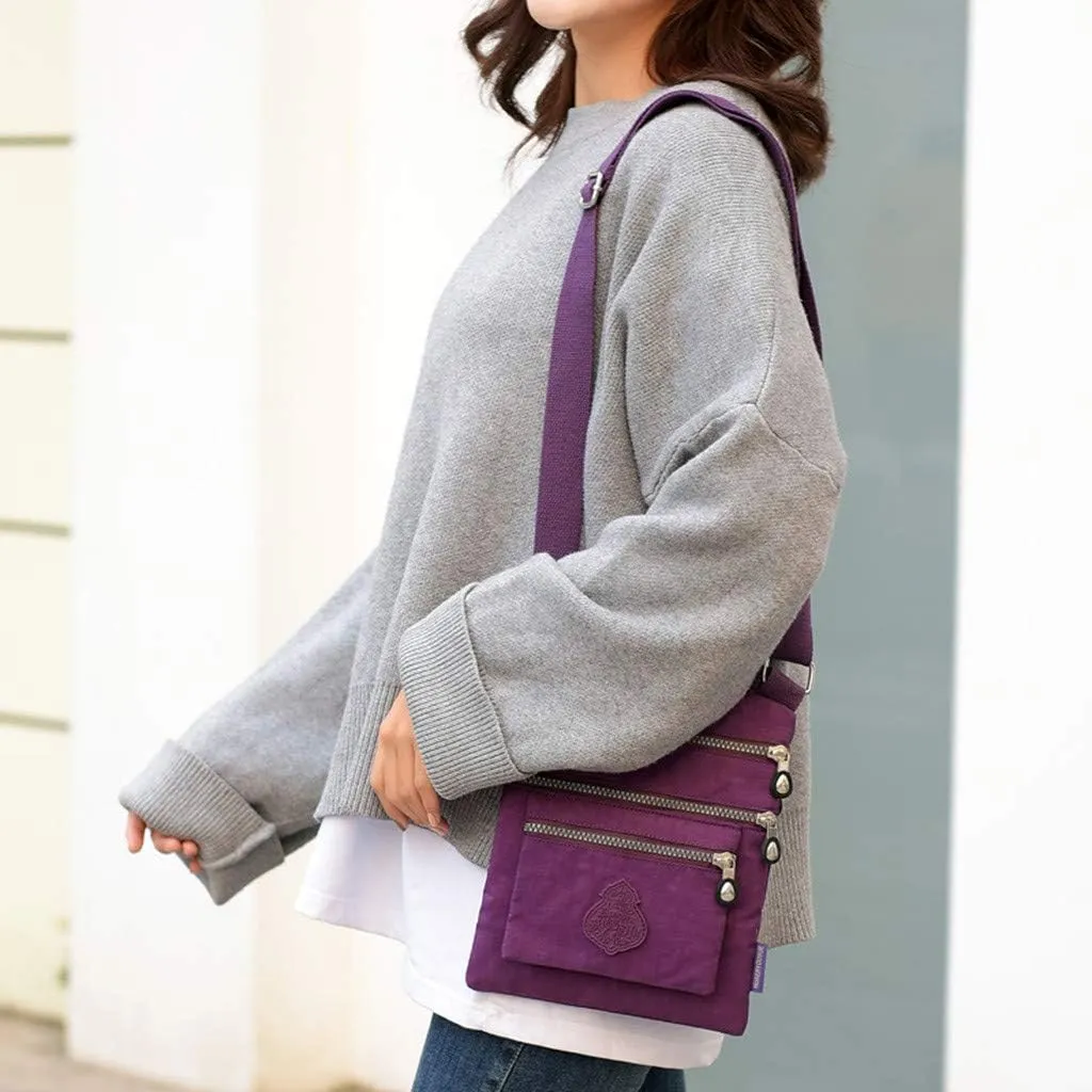 Women Nylon Shoulder Bag Elegant Daily Shopping Handbag Mens Messenger Bags Vegan (Purple, One Size)