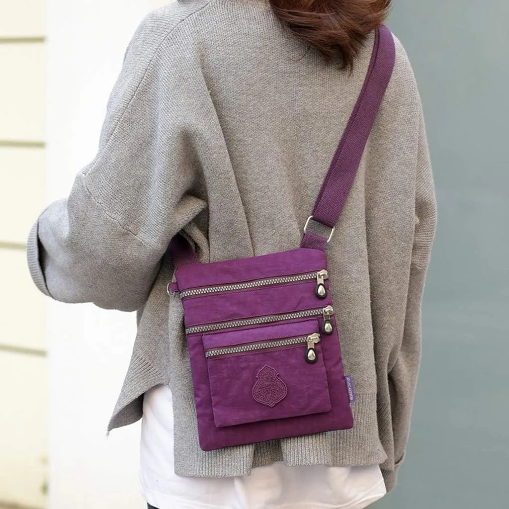 Women Nylon Shoulder Bag Elegant Daily Shopping Handbag Mens Messenger Bags Vegan (Purple, One Size)