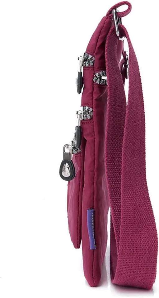 Women Nylon Shoulder Bag Elegant Daily Shopping Handbag Mens Messenger Bags Vegan (Red, One Size)