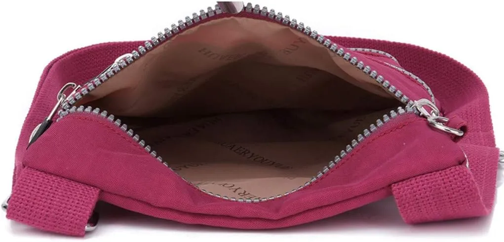 Women Nylon Shoulder Bag Elegant Daily Shopping Handbag Mens Messenger Bags Vegan (Red, One Size)