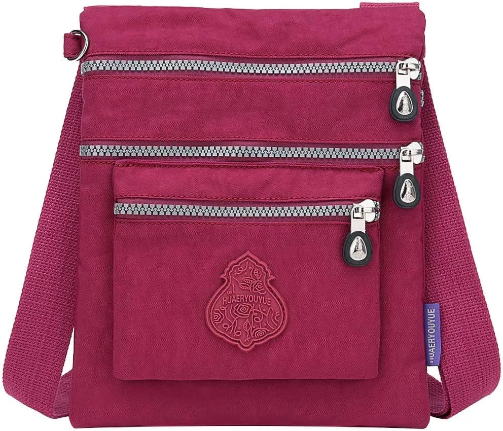 Women Nylon Shoulder Bag Elegant Daily Shopping Handbag Mens Messenger Bags Vegan (Red, One Size)