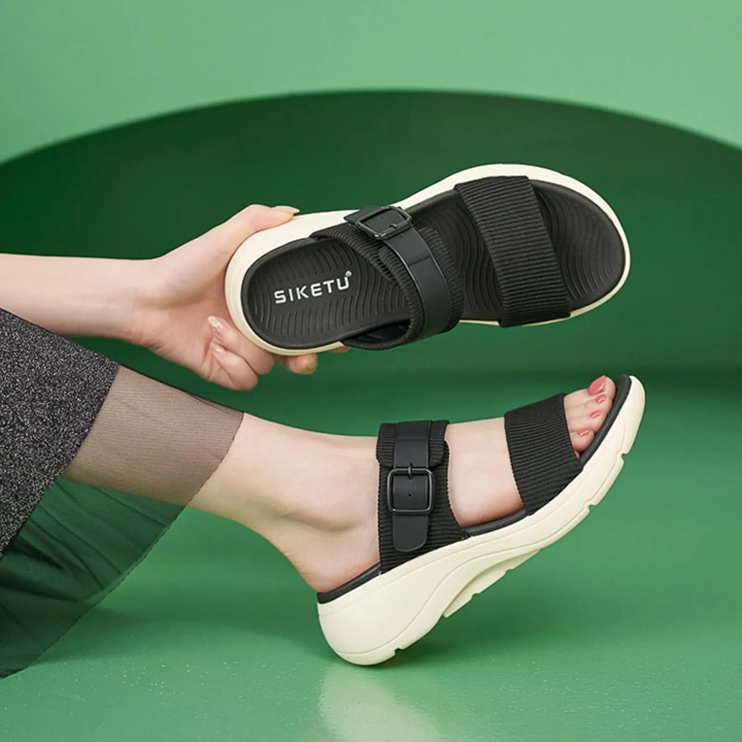 Women's Arch Support Wedge Sandals Women's Casual Platform Open Toe Wedge Sandal Arch Support Casual Sandals