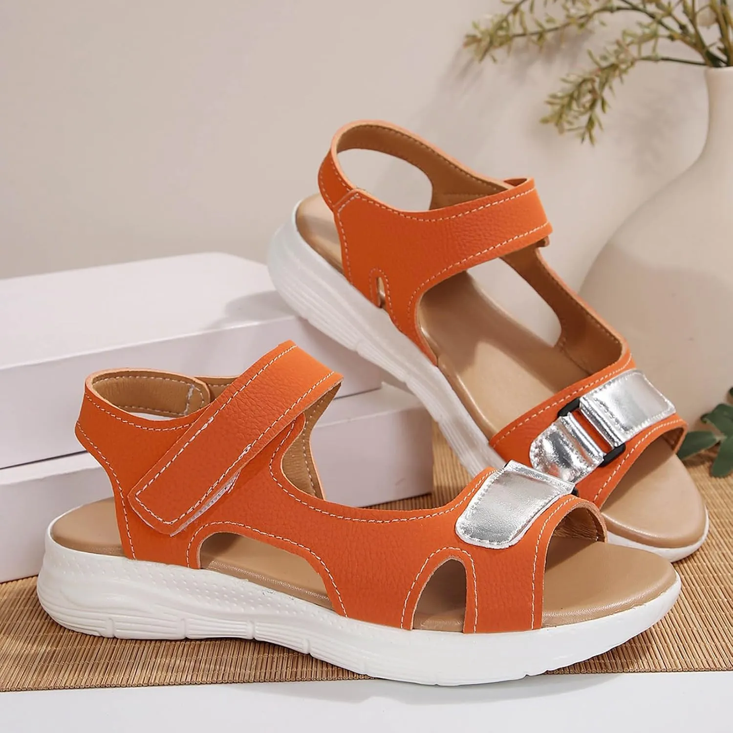 Women's Casual Sandals Fashion Flat Casual Sandals Women's Leather Flat for Women for Bride