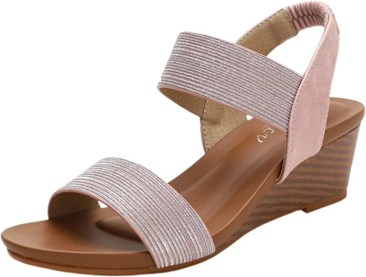 Womens Flat Sandals Open Toe Ankle Strap Casual Flatform Wedges, Comfortable Summer Slip on Low Wedge Sandals Beach Outdoor Casual Walking Shoes
