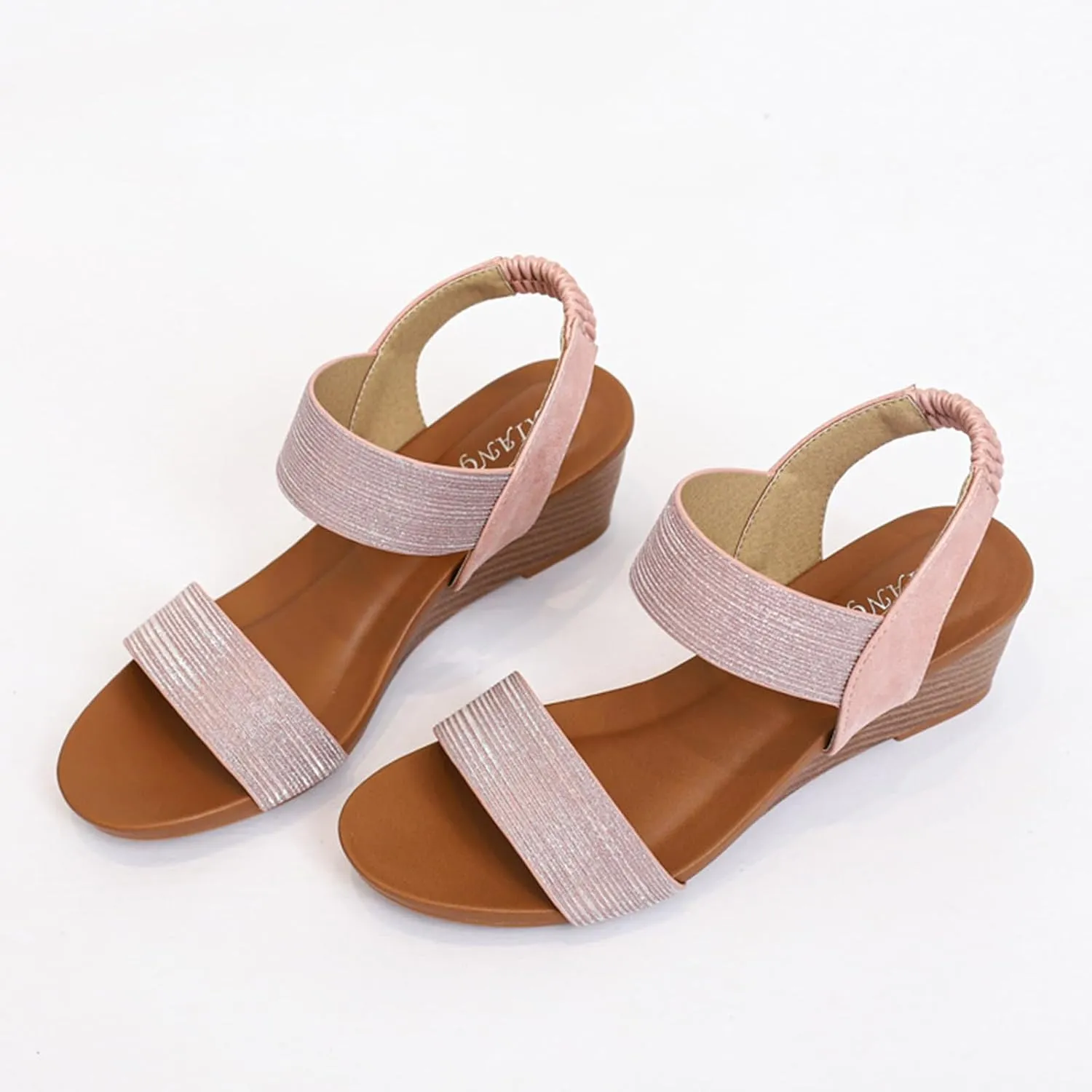 Womens Flat Sandals Open Toe Ankle Strap Casual Flatform Wedges, Comfortable Summer Slip on Low Wedge Sandals Beach Outdoor Casual Walking Shoes