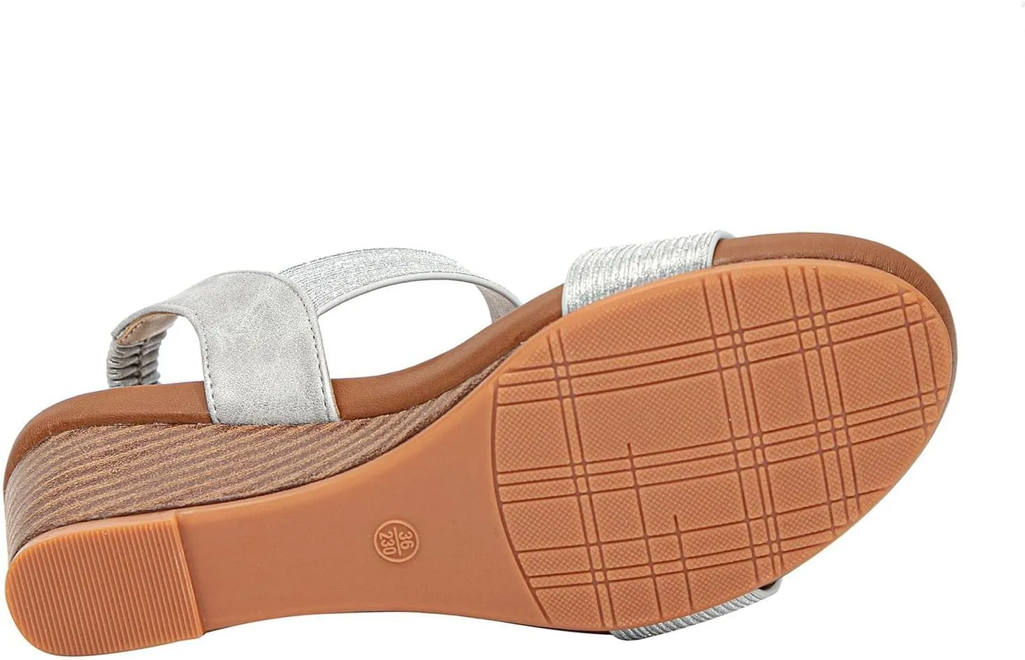 Womens Flat Sandals Open Toe Ankle Strap Casual Flatform Wedges, Comfortable Summer Slip on Low Wedge Sandals Beach Outdoor Casual Walking Shoes