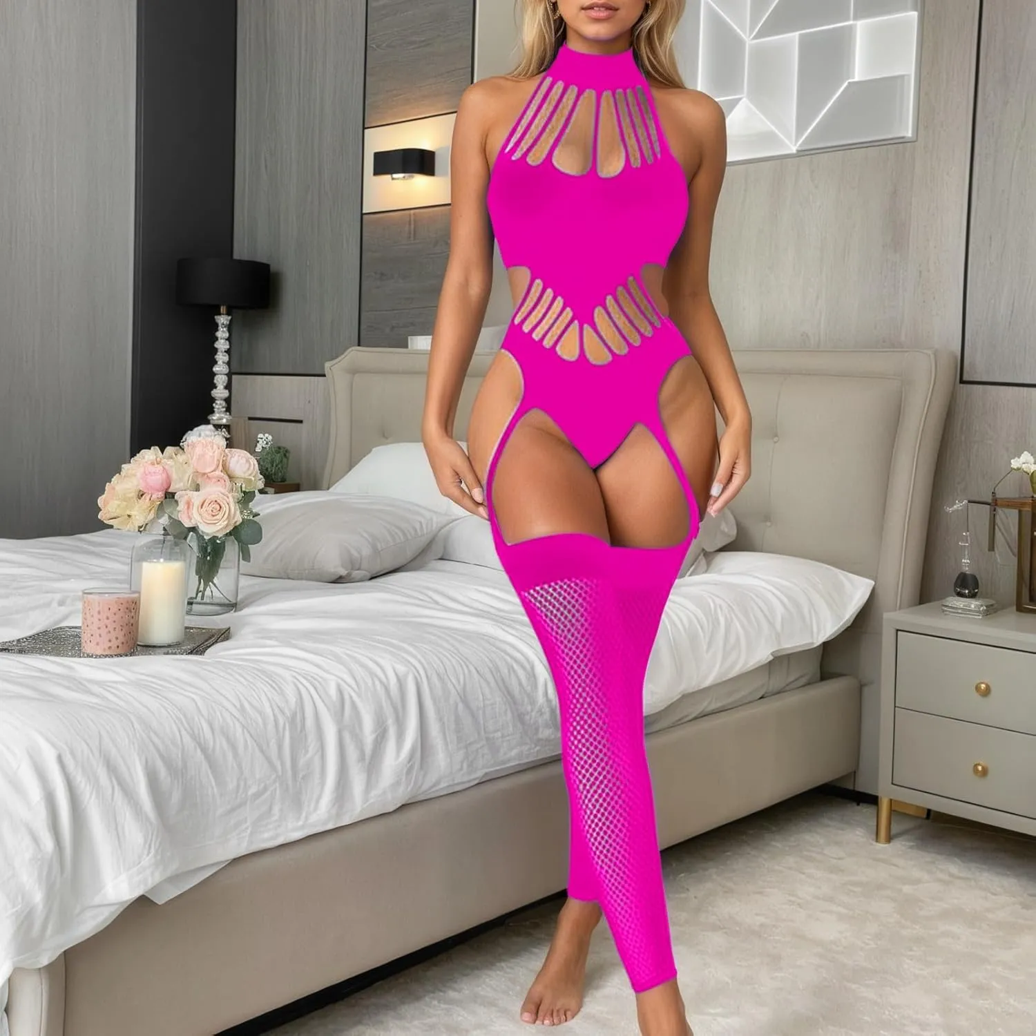 Women's Lace Trim Bodysuit - Sexy and Comfortable Fashion for Every Season Perfect for Home and Leisure Wear