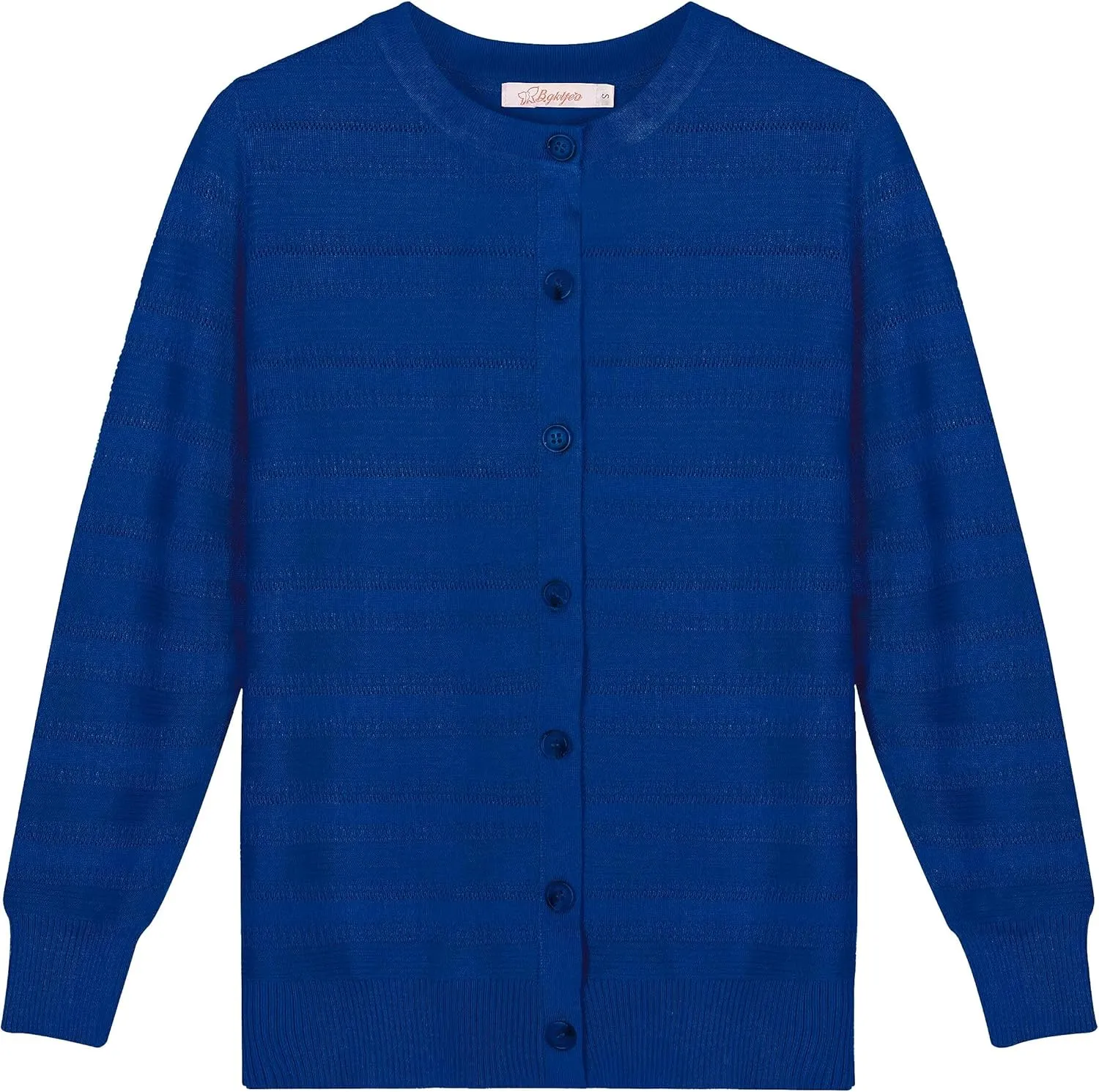 Women's Lightweight Crew Neck Button Down Long Sleeve Cardigan Knit Open Front Sweater