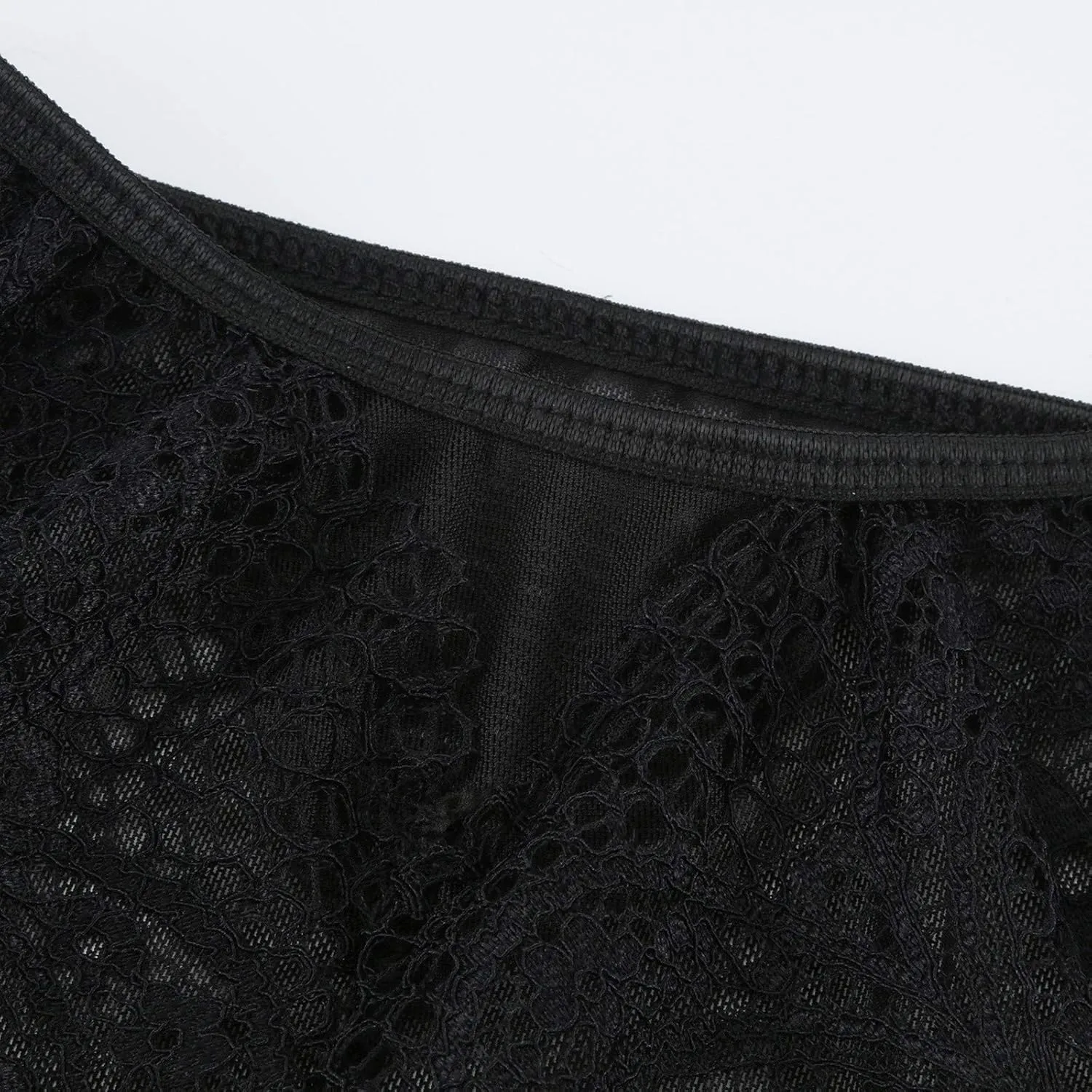 Women's Lingerie Mesh Lace Sexy Bodysuit Front Closure Floral Embroidery Nightwear Sheer Bralette Sleeveless Dress