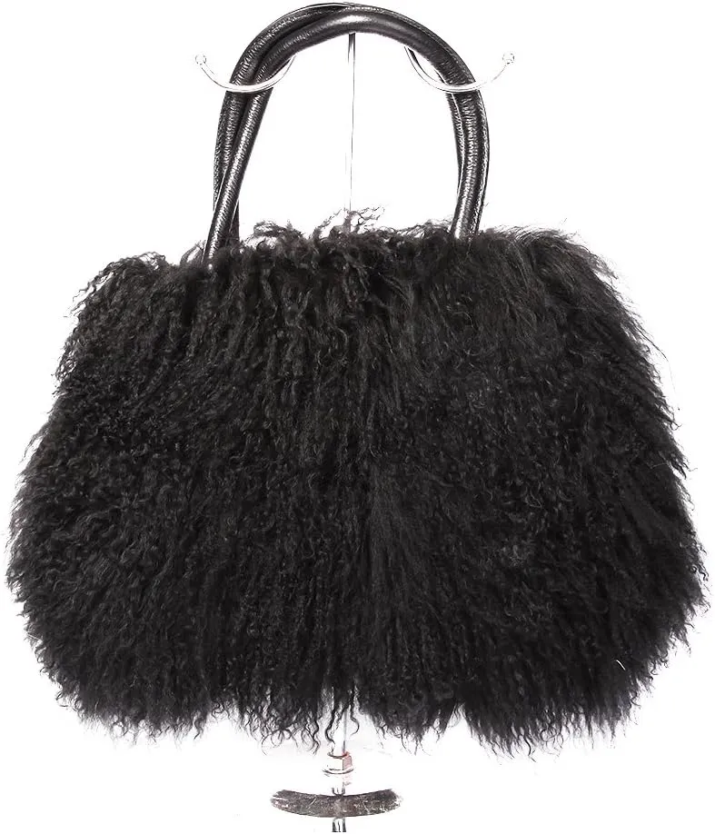 Women's Mongolian Lamb Handbag Ladies Winter Shoulder Tote Bags Girls