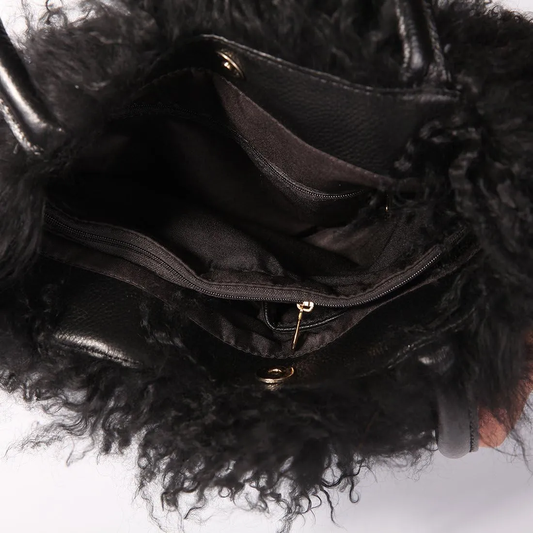 Women's Mongolian Lamb Handbag Ladies Winter Shoulder Tote Bags Girls