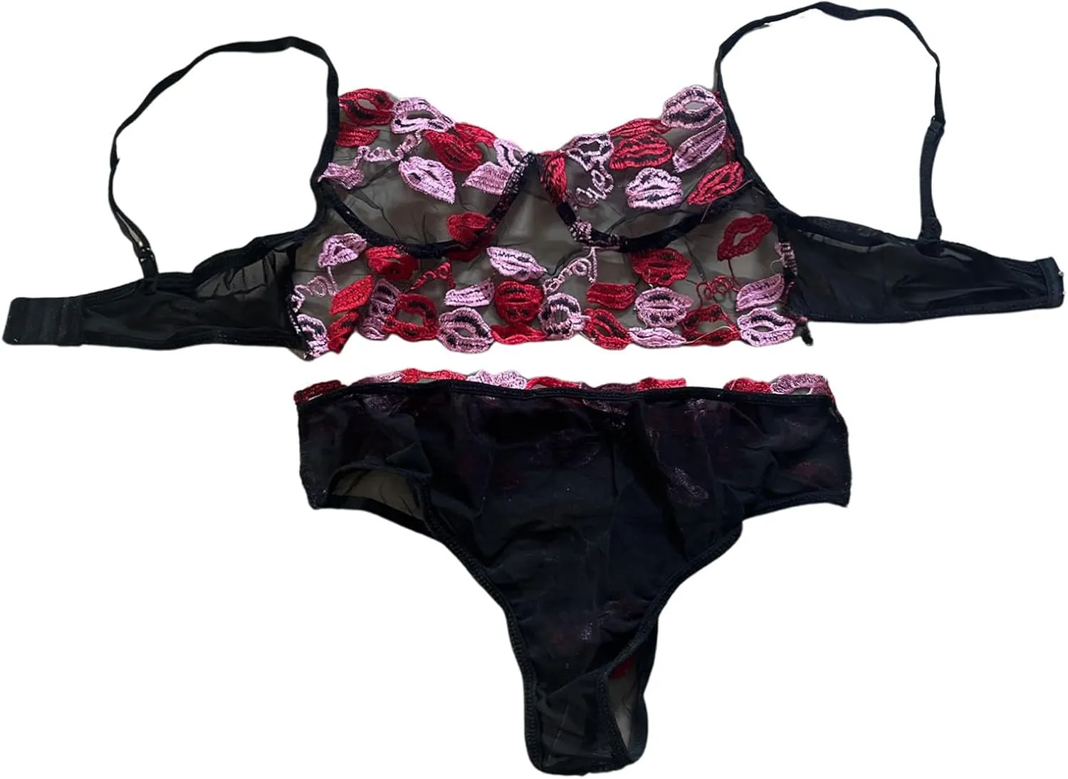 Women'S Sexy Soft Lace Lingerie Set See Through Underwear Floral Lace Underwire Sheer Bra And Panty Set 2 Piece