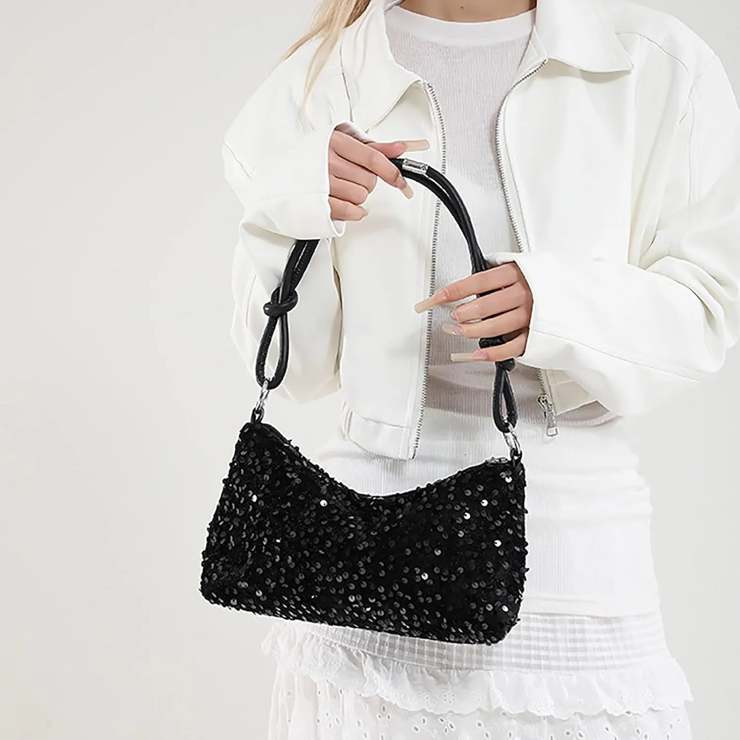 Women's Shoulder Bag Crossbody Bags Handbag Fashion Trend Sequin Women's Bags Purses for Women (Black, One Size)
