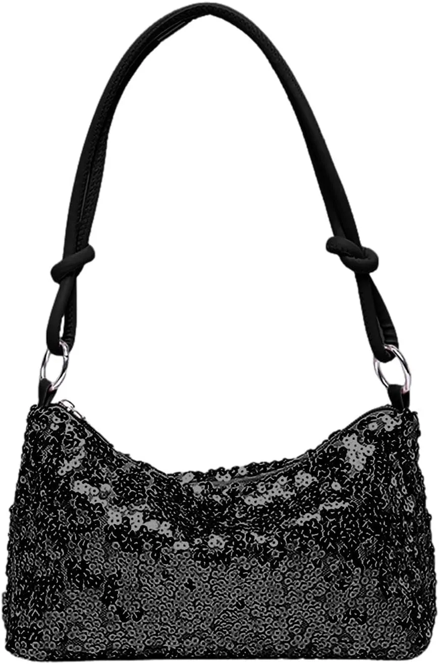 Women's Shoulder Bag Crossbody Bags Handbag Fashion Trend Sequin Women's Bags Purses for Women (Black, One Size)