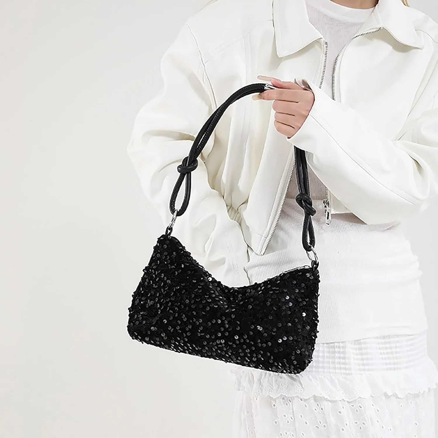 Women's Shoulder Bag Crossbody Bags Handbag Fashion Trend Sequin Women's Bags Purses for Women (Black, One Size)