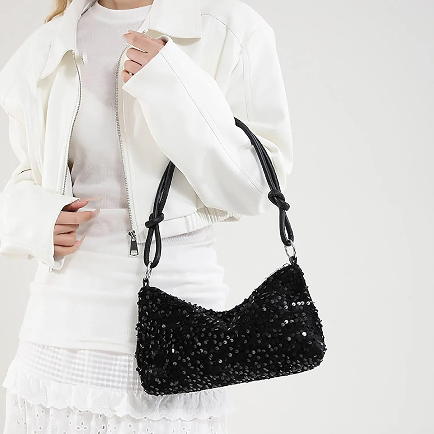 Women's Shoulder Bag Crossbody Bags Handbag Fashion Trend Sequin Women's Bags Purses for Women (Black, One Size)