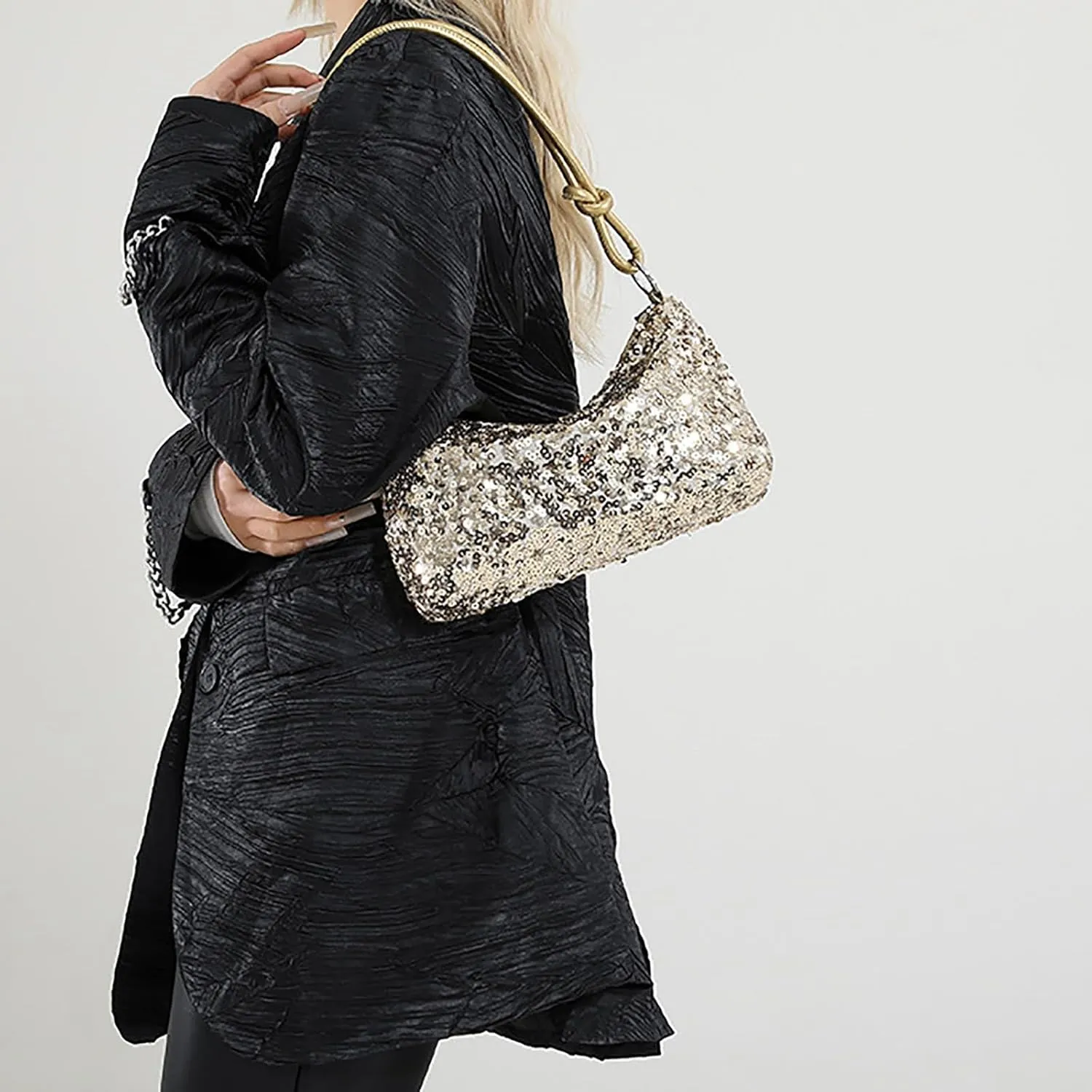Women's Shoulder Bag Crossbody Bags Handbag Fashion Trend Sequin Women's Bags Purses for Women Shoulder (Gold, One Size)