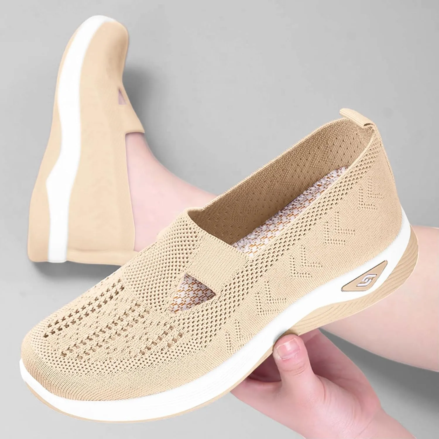 Women's Summer Fashion Mesh Breathable Casual Shoes Round Head Non Slip One Foot Stirrup Casual Sneakers Casual Walking Shoes