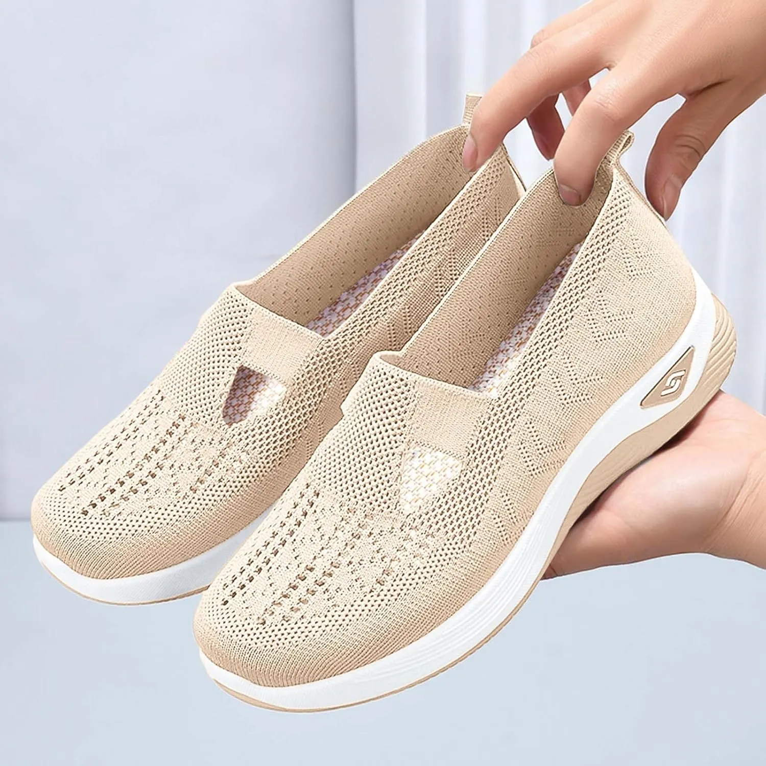 Women's Summer Fashion Mesh Breathable Casual Shoes Round Head Non Slip One Foot Stirrup Casual Sneakers Casual Walking Shoes
